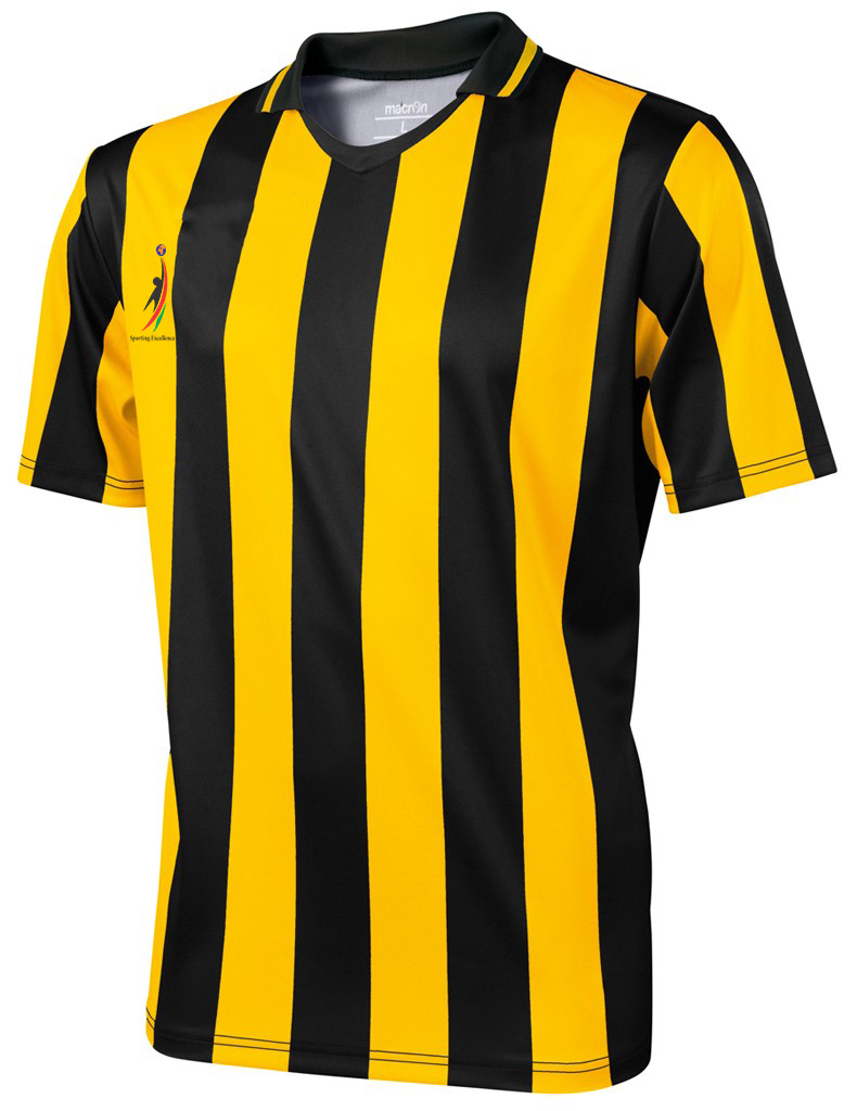 black and yellow soccer jersey